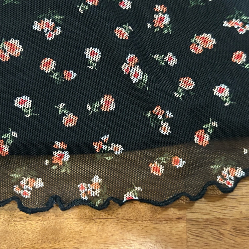 Urban Outfitters Black Mini Skirt with Red Floral Print - Picture 6 of 6